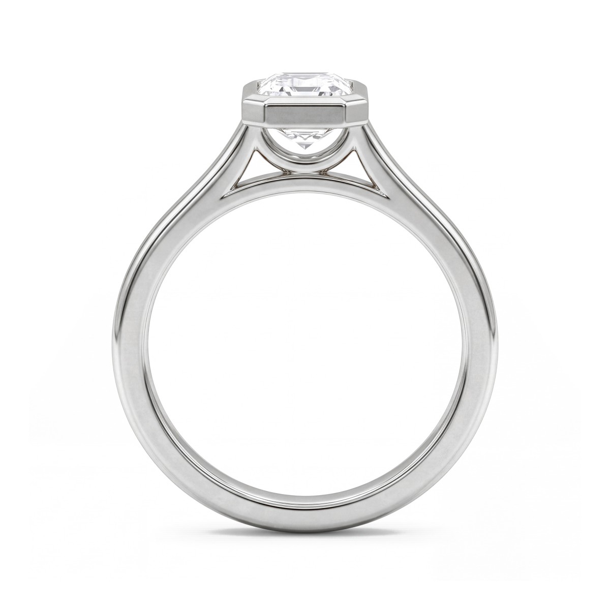Esme - Μονόπετρο δαχτυλίδι με μοϊσανίτη κοπής emerald και δέσιμο με καστόνι