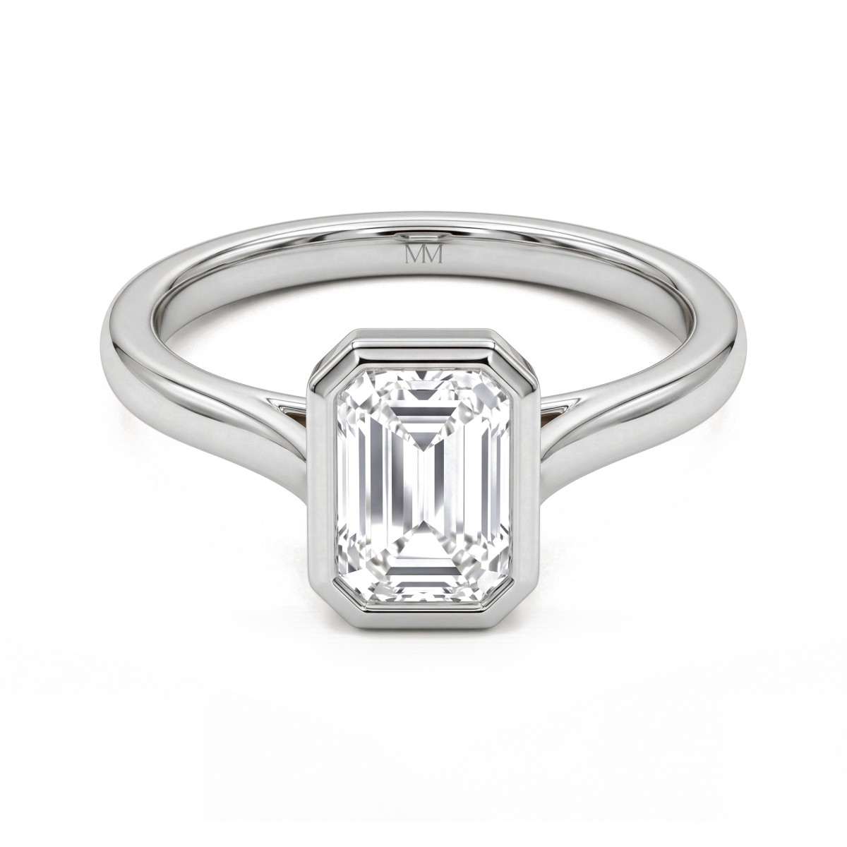 Esme - Μονόπετρο δαχτυλίδι με μοϊσανίτη κοπής emerald και δέσιμο με καστόνι