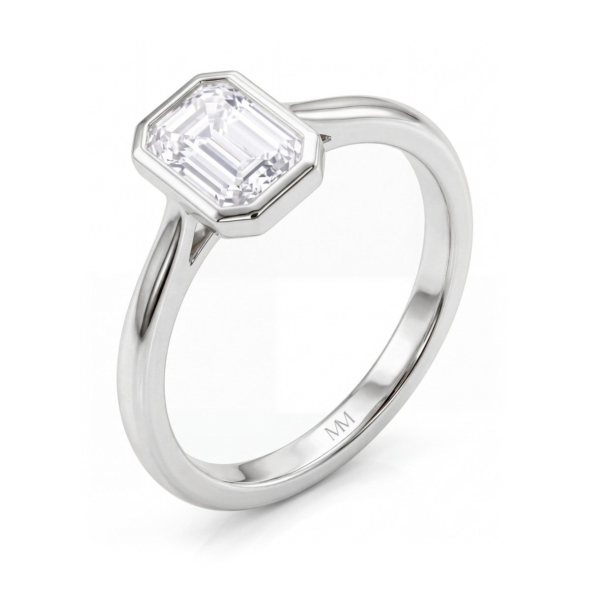 Esme - Μονόπετρο δαχτυλίδι με μοϊσανίτη κοπής emerald και δέσιμο με καστόνι