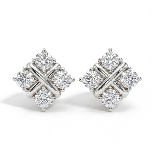 Moissanite Quadrants - Καρφωτά σκουλαρίκια με μοϊσανίτη