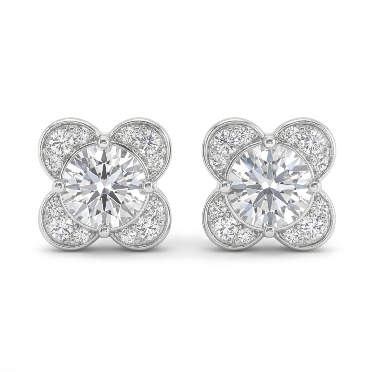 Moissanite Blooms - Καρφωτά σκουλαρίκια με μοϊσανίτη