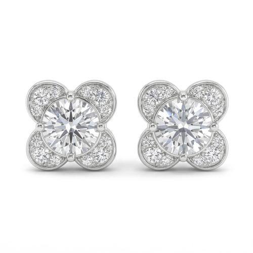 Moissanite Blooms - Καρφωτά σκουλαρίκια με μοϊσανίτη