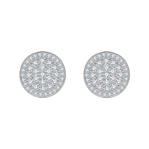 Round Clusters - Καρφωτά σκουλαρίκια με μοϊσανίτη σε δέσιμο παβέ